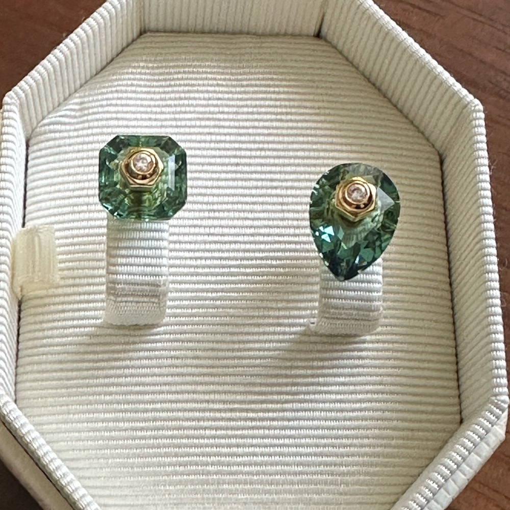 Swarovski pear and imperial cut crystal earring with gold ball back clasps